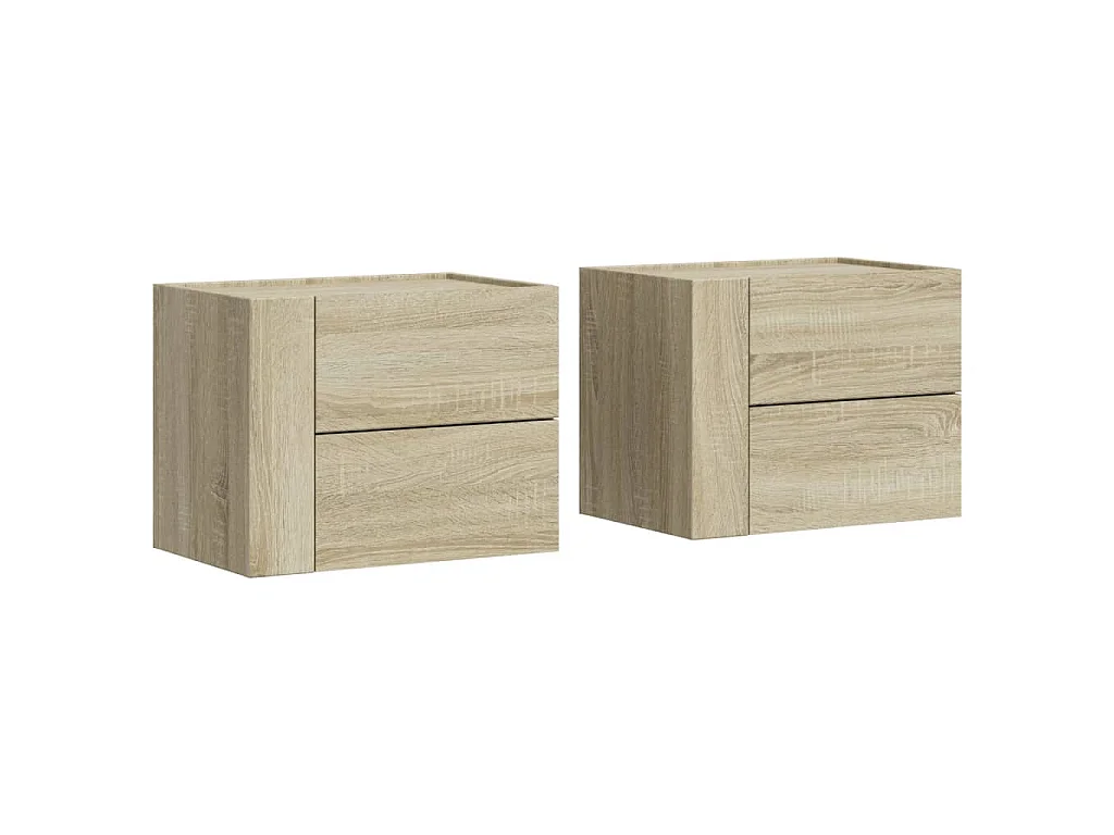 Comodini a Muro 2 pz Rovere Sonoma 45x30x35 cm
