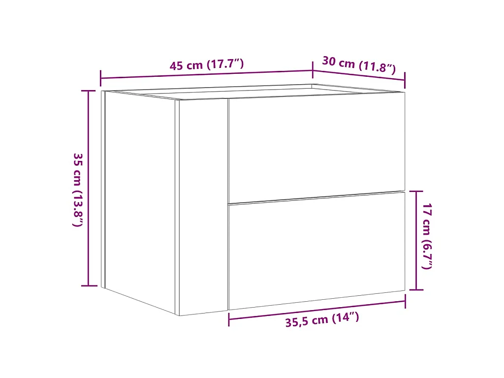 Comodini a Muro 2 pz Rovere Sonoma 45x30x35 cm