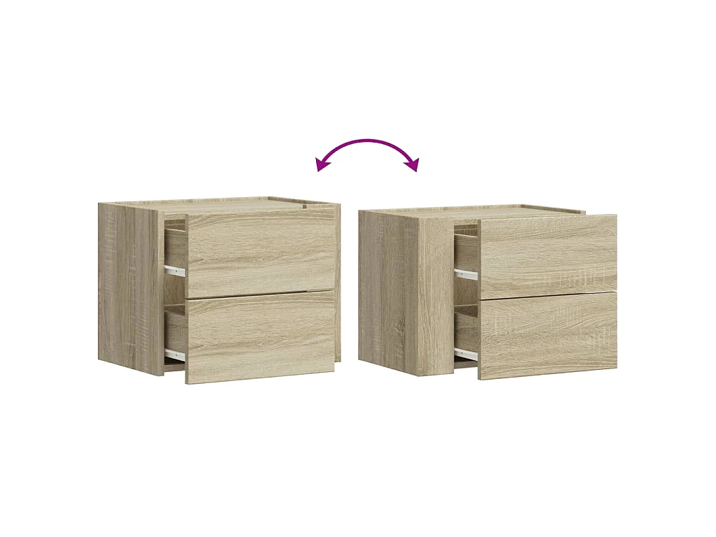 Comodini a Muro 2 pz Rovere Sonoma 45x30x35 cm
