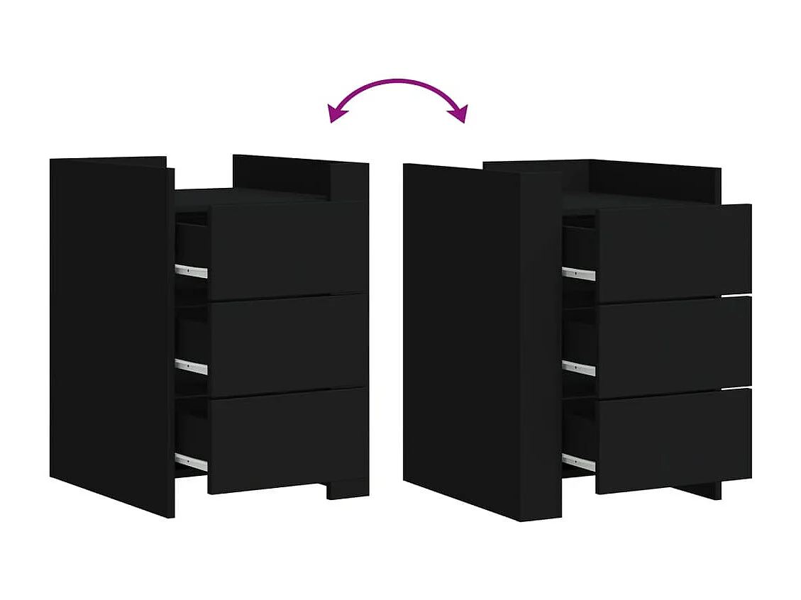 Comodino Nero 45x50x65 cm in Legno Multistrato