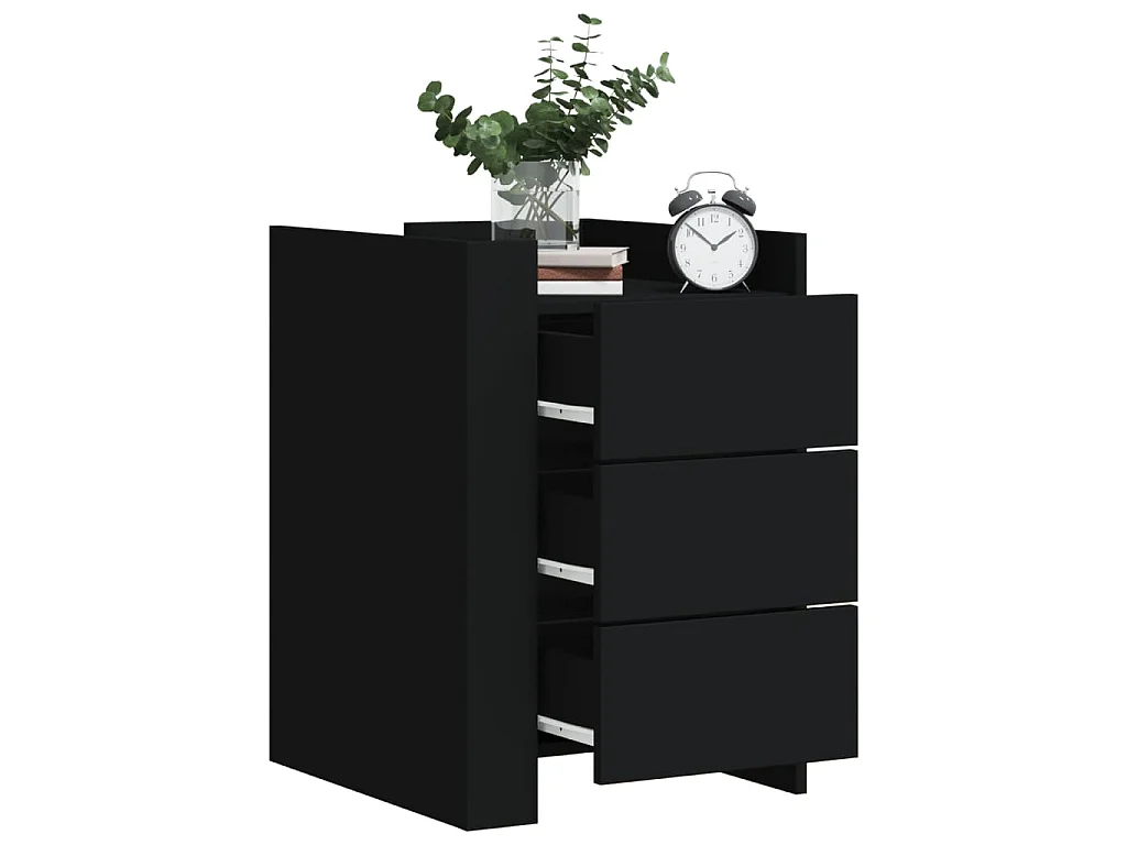 Table de chevet noir 45x50x65 cm bois d’ingénierie
