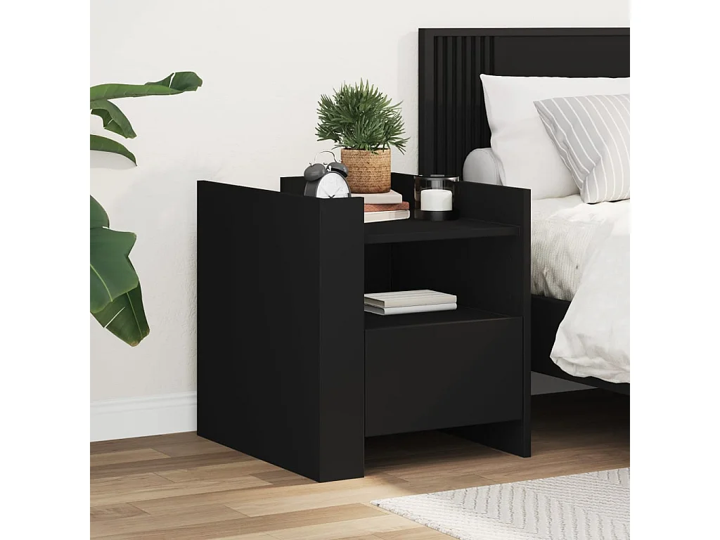 Table de chevet noir 45x50x50 cm bois d’ingénierie