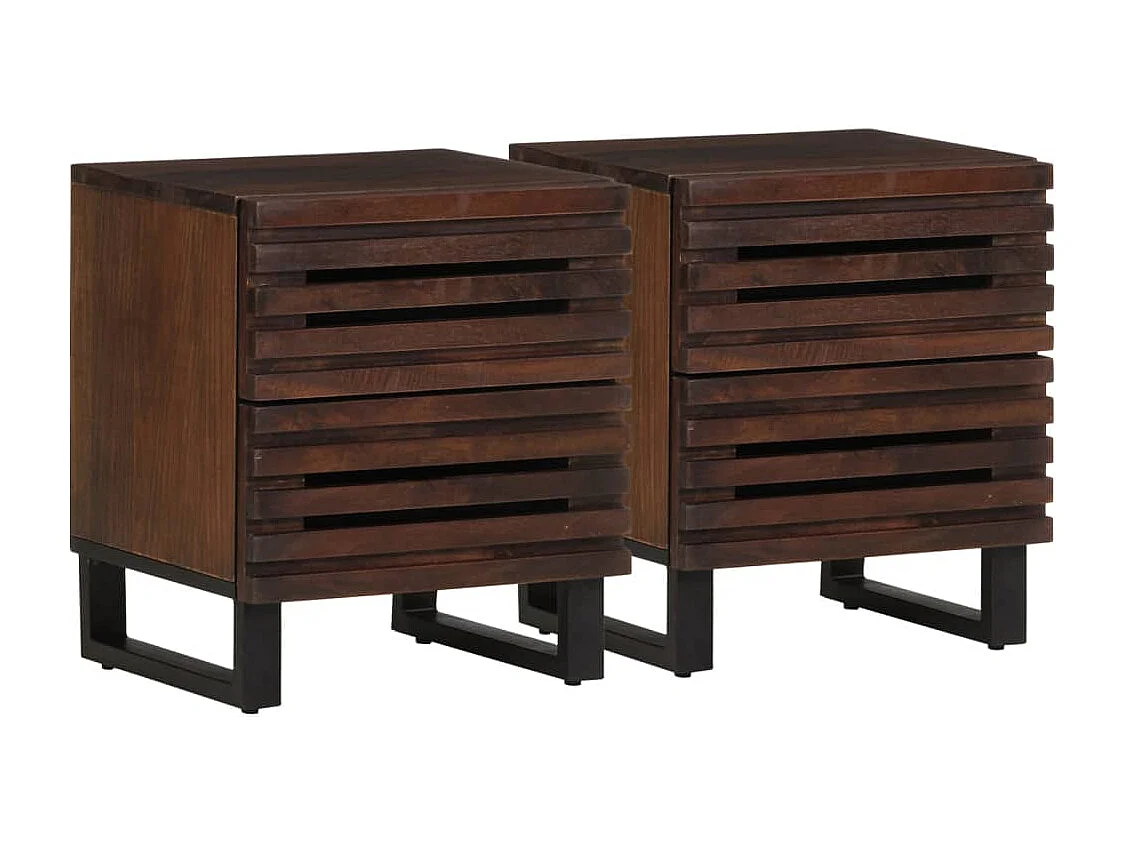 Comodini 2pz 40x34x46 cm in Legno Massello di Mango