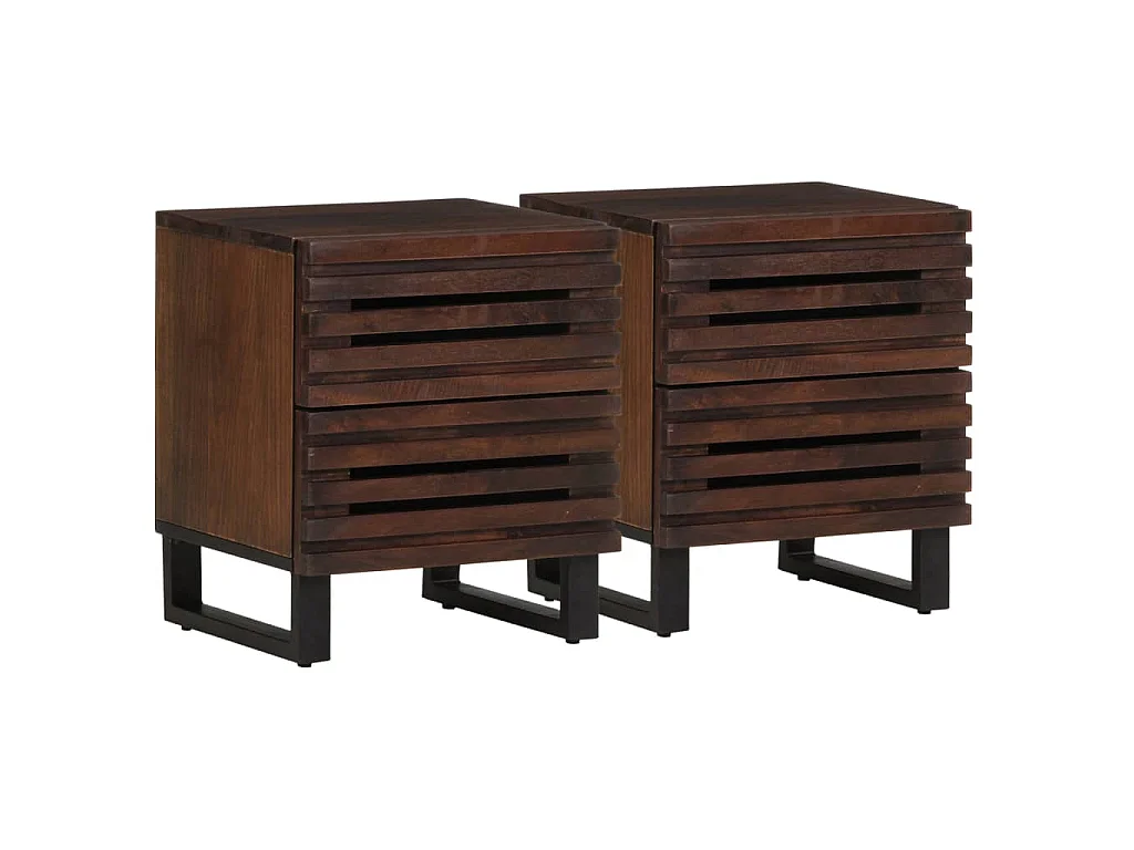 Tables de chevet 2 pcs 40x34x46 cm bois de manguier massif