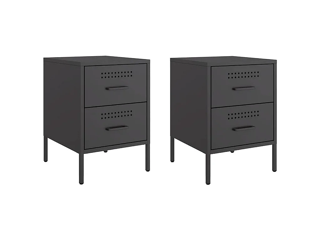 Comodini 2 pz Nero 36x39x50,5 cm in Acciaio