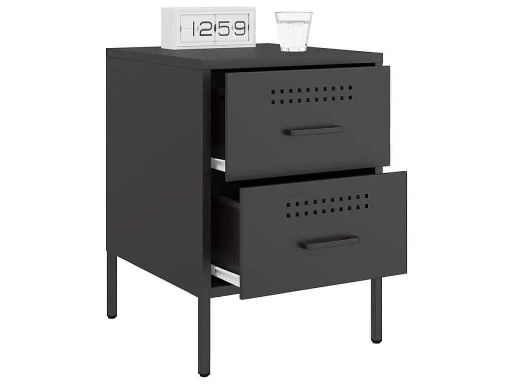 Comodini 2 pz Nero 36x39x50,5 cm in Acciaio