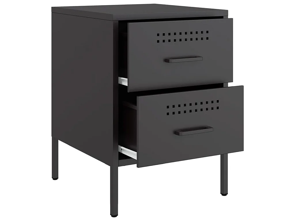 Comodini 2 pz Nero 36x39x50,5 cm in Acciaio