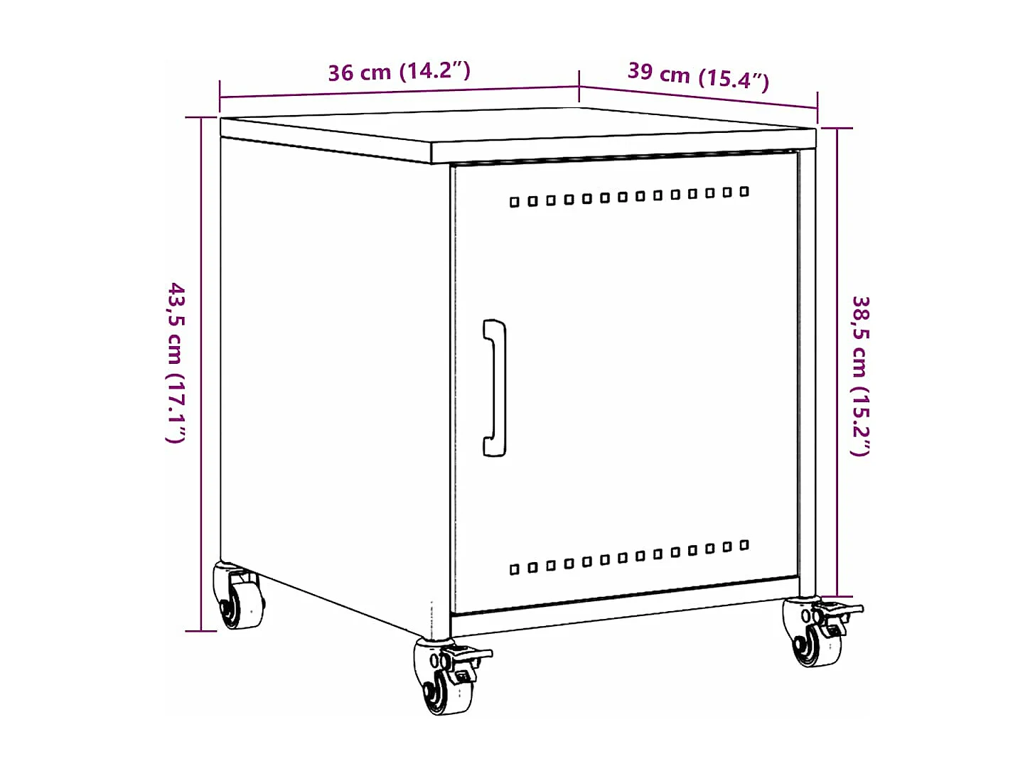 Mesitas de noche 2 unidades acero blanco 36x39x43,5 cm