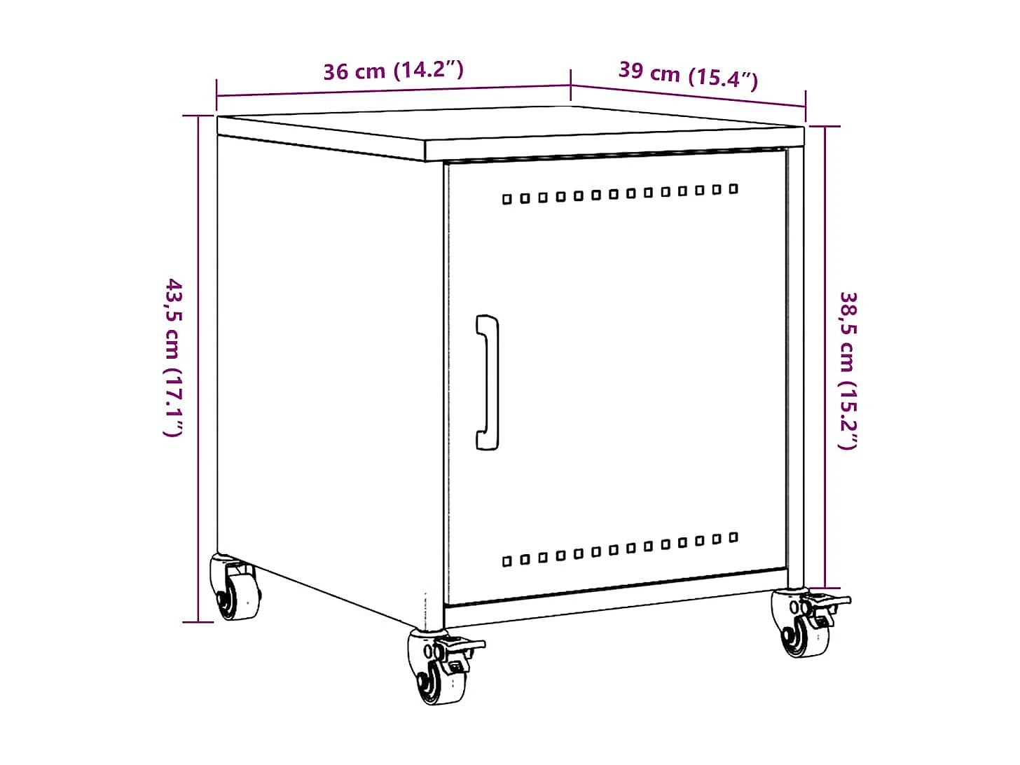Tables de chevet 2 pcs blanc 36x39x43,5 cm acier