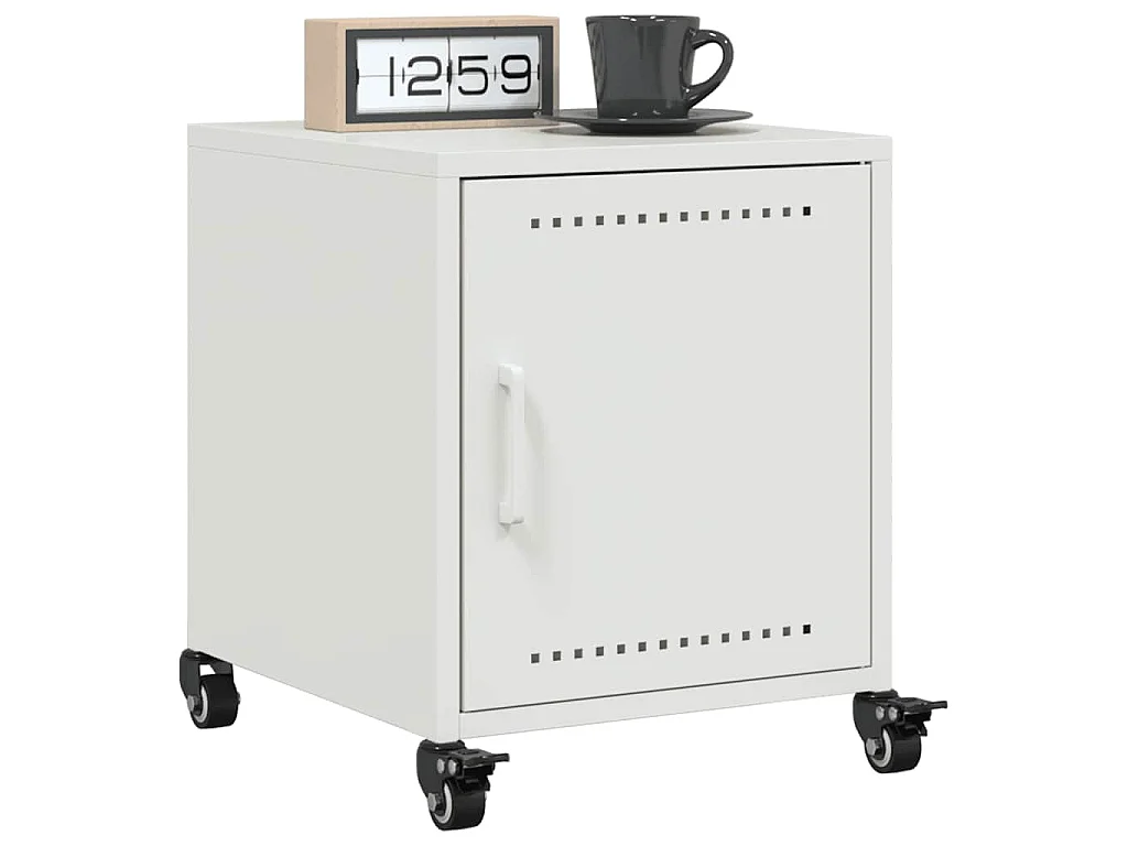 Tables de chevet 2 pcs blanc 36x39x43,5 cm acier