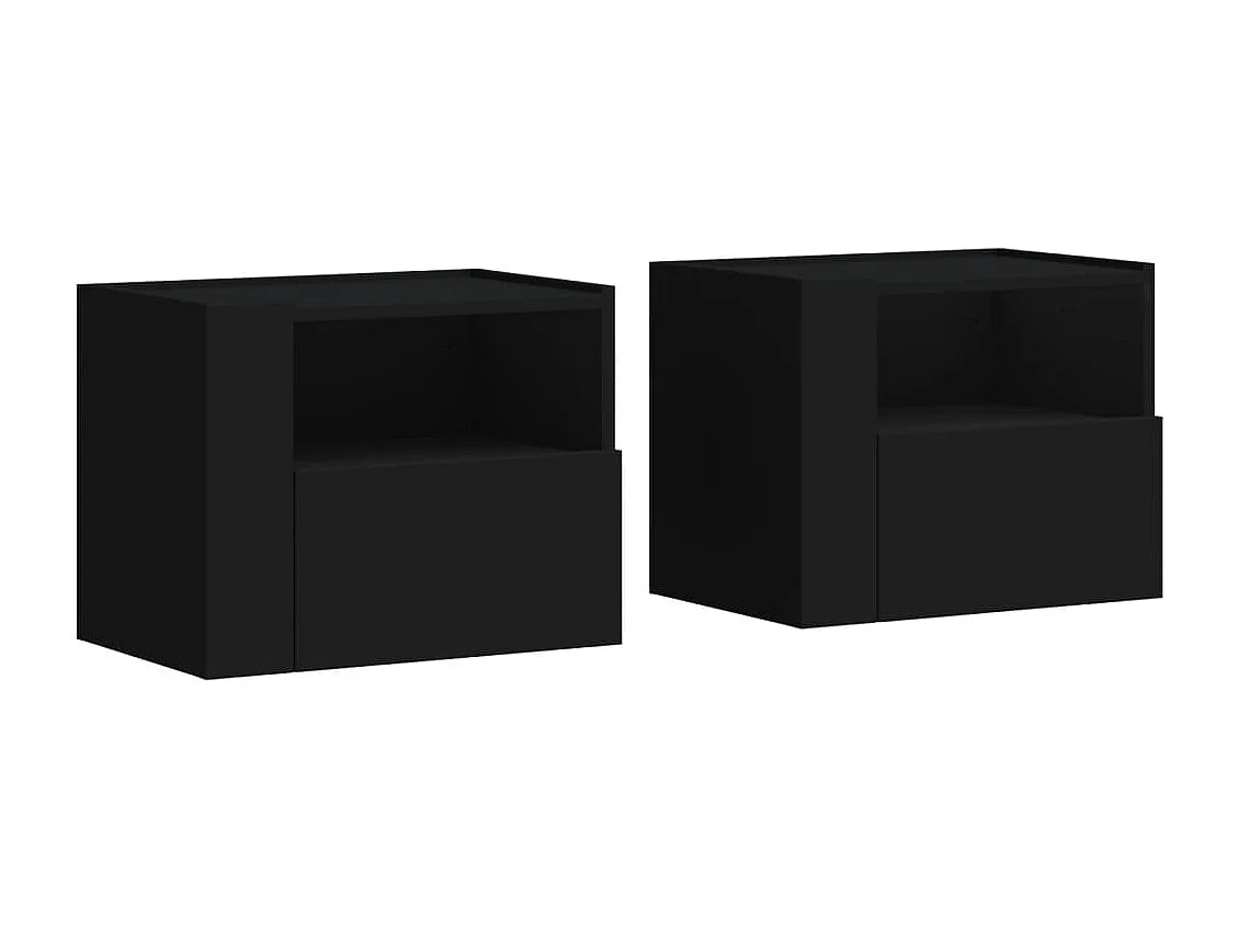 Mesas de cabeceira de parede 2 pcs 45x30x35 cm preto