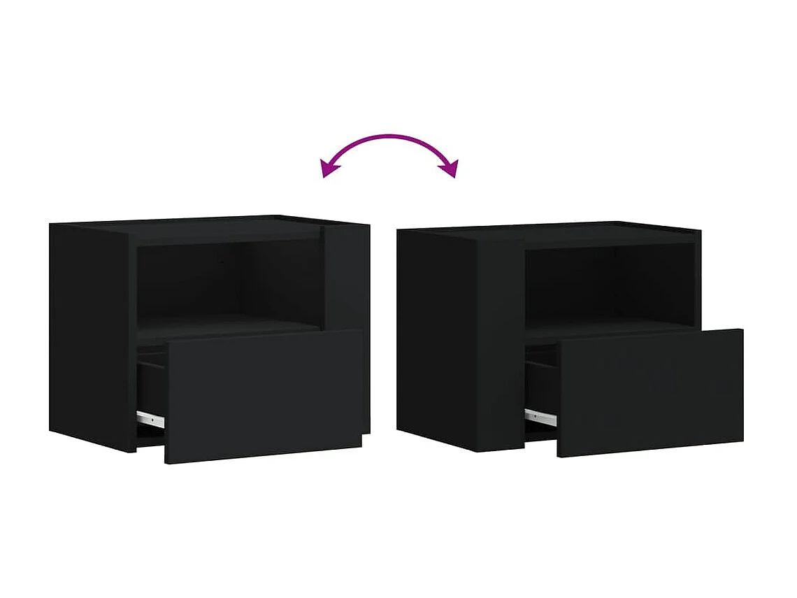 Mesas de cabeceira de parede 2 pcs 45x30x35 cm preto