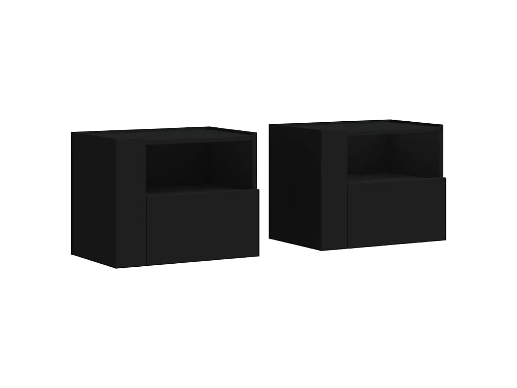 Wand-Nachttische 2 Stk. Schwarz 45x30x35 cm