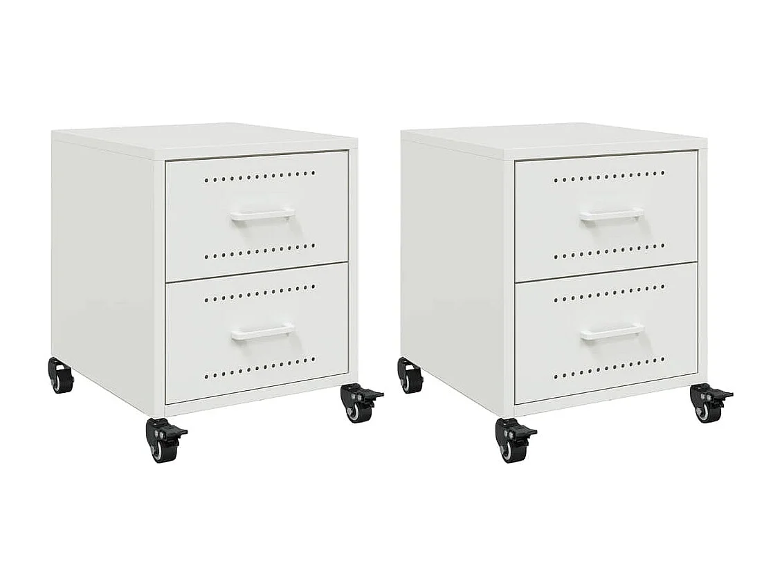 Comodini 2 pz Bianchi 36x39x43,5 cm in Acciaio