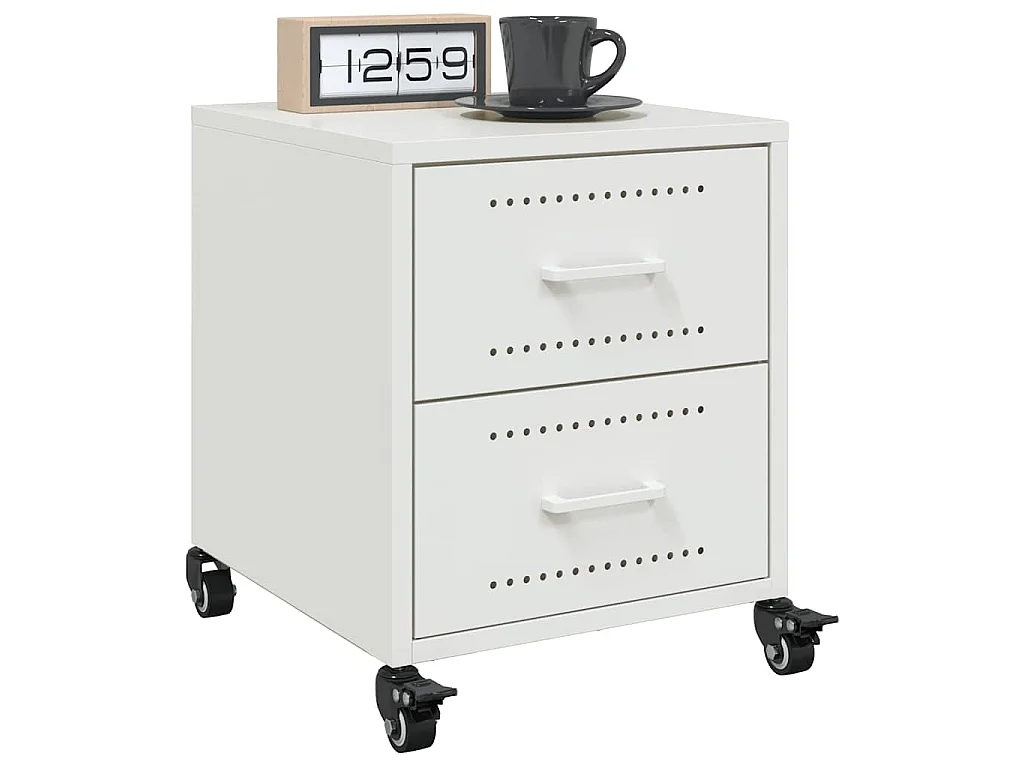Tables de chevet 2 pcs blanc 36x39x43,5 cm acier