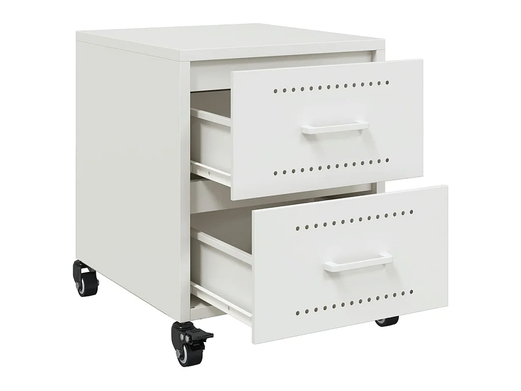 Tables de chevet 2 pcs blanc 36x39x43,5 cm acier