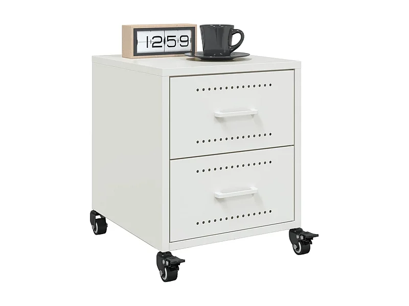 Tables de chevet 2 pcs blanc 36x39x43,5 cm acier