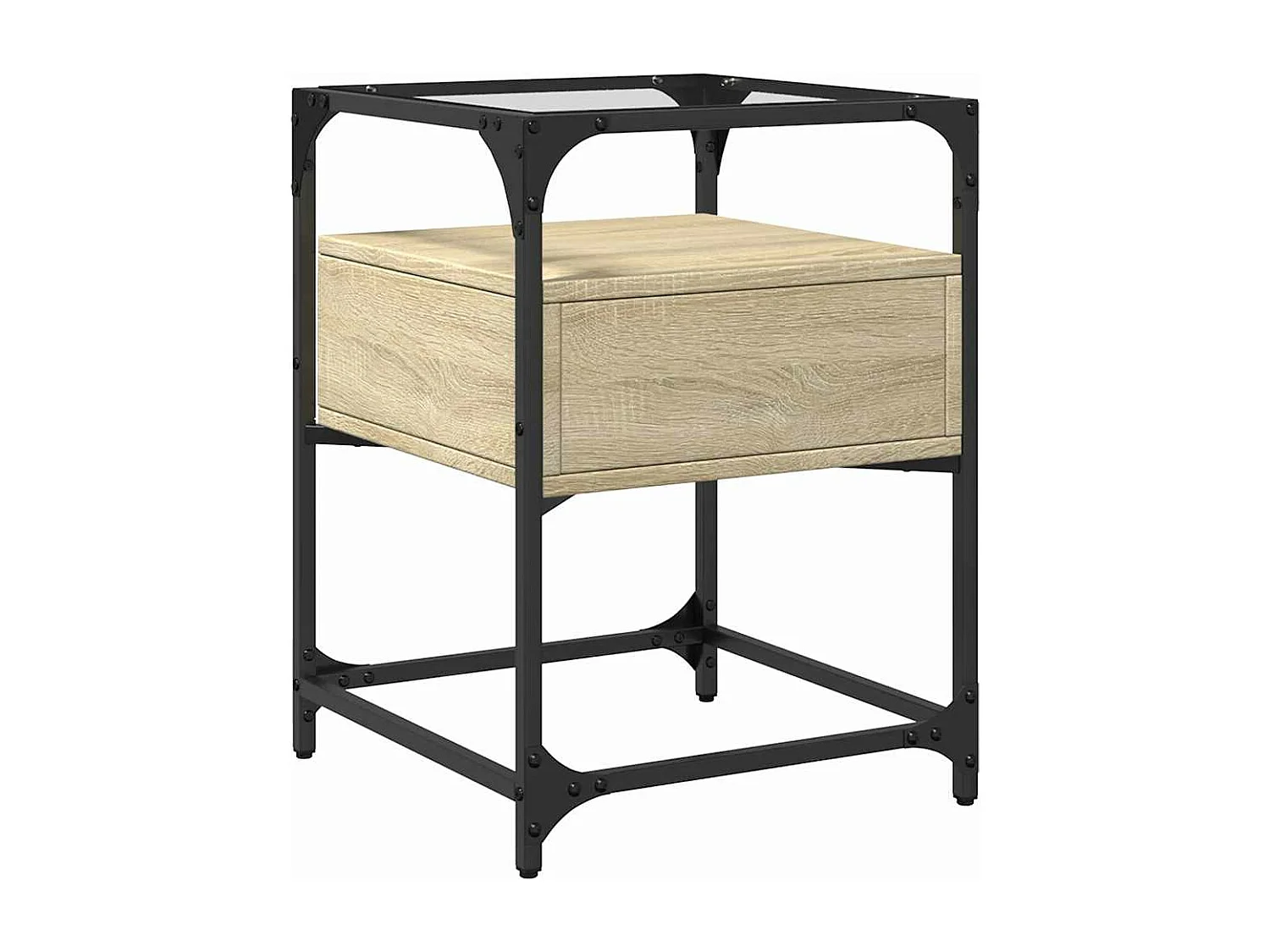 Nachtkastje 40x40x55 cm bewerkt hout sonoma eikenkleurig