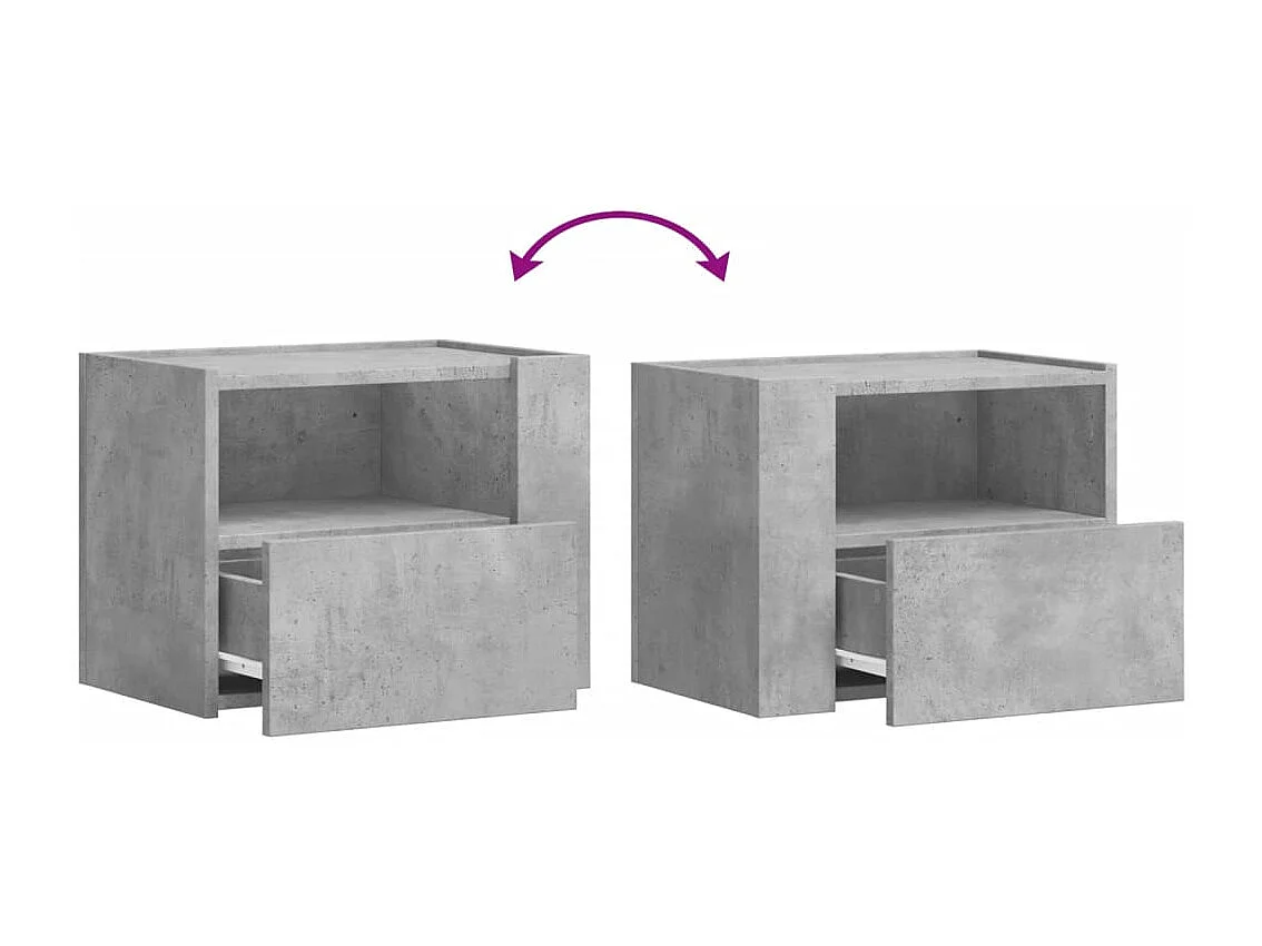 Table de chevet murale gris béton 45x30x35 cm