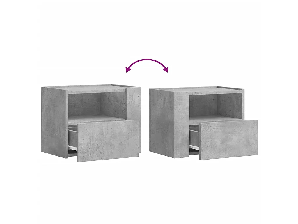 Table de chevet murale gris béton 45x30x35 cm