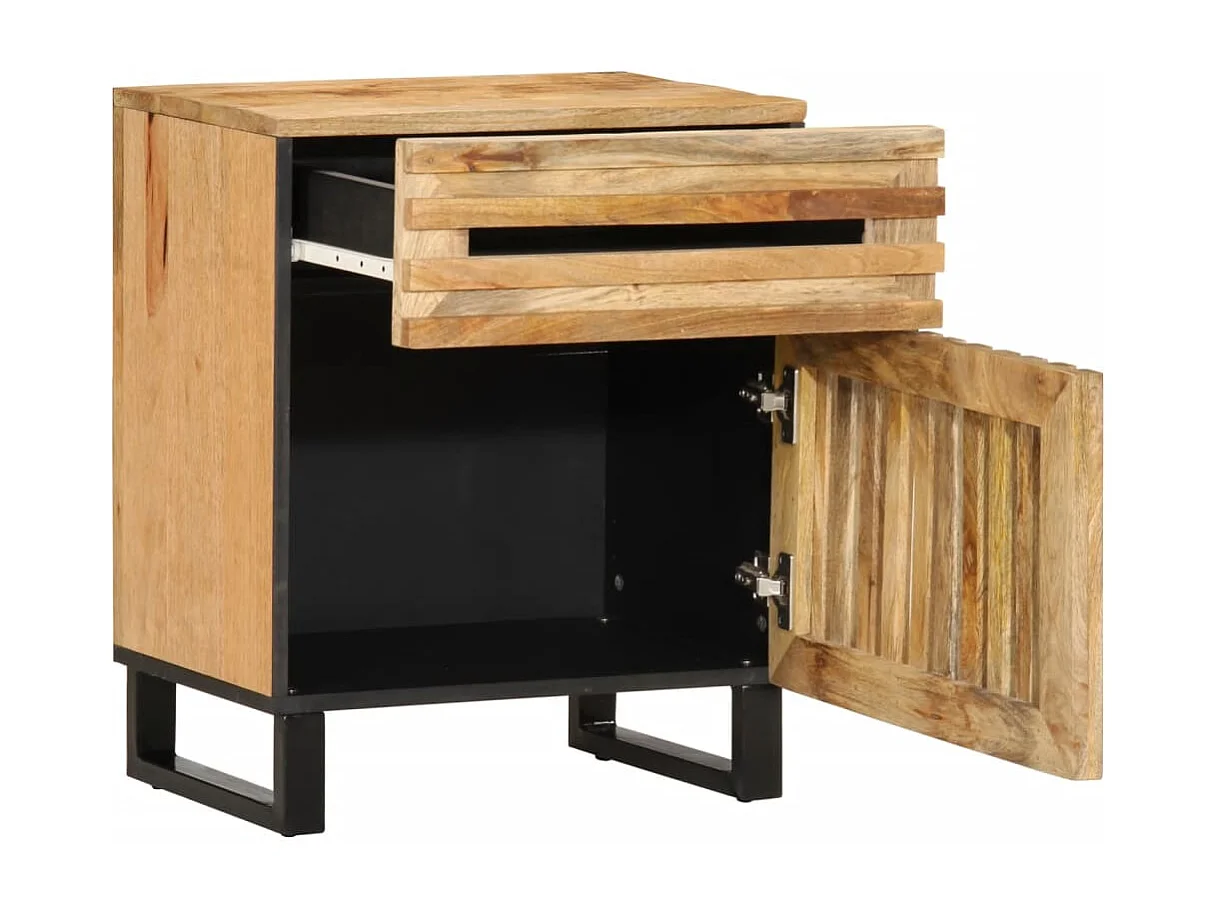 Table de chevet 50x34x60 cm bois de manguier massif brut