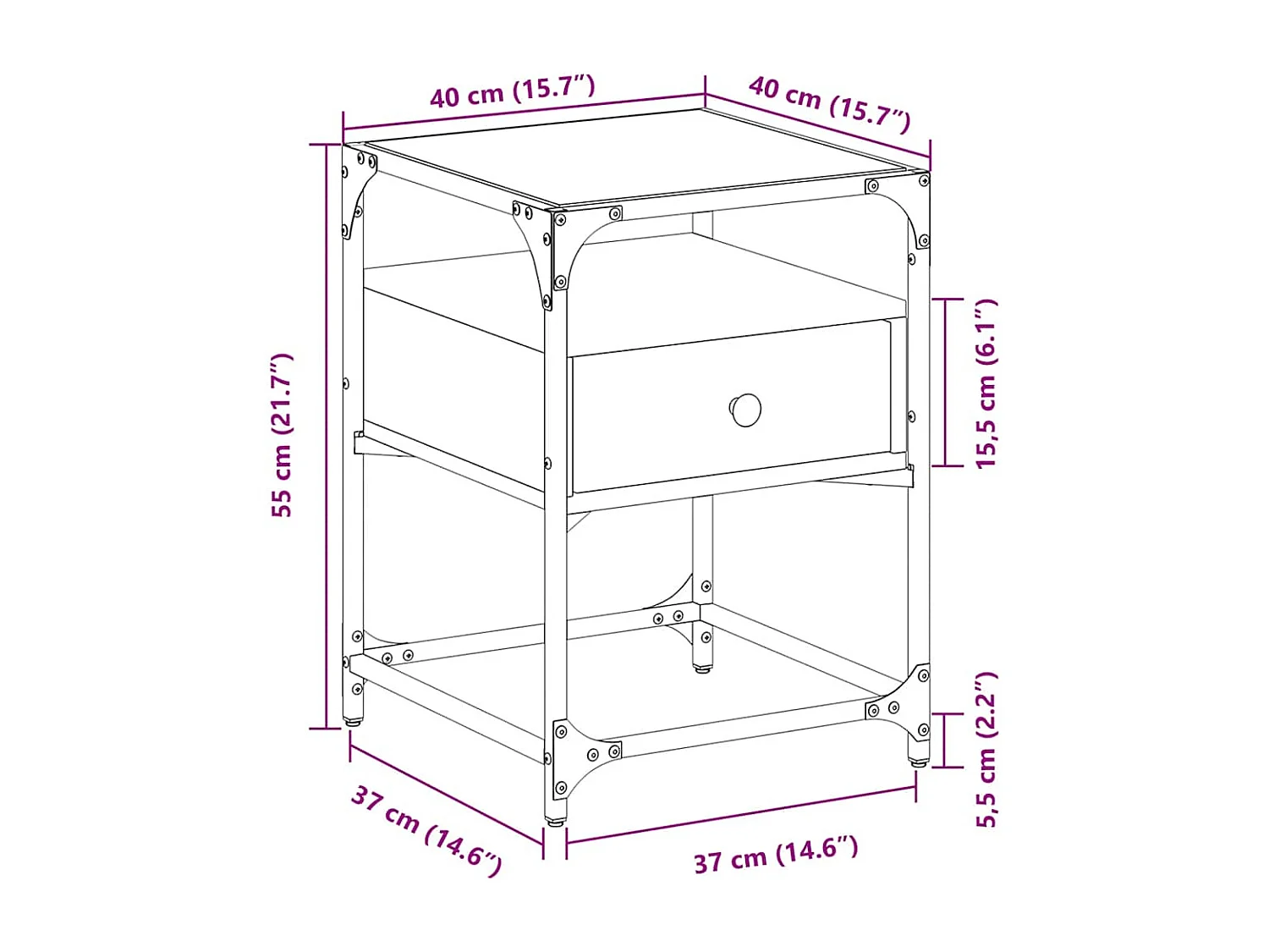 Tables de chevet 2 pcs chêne sonoma 40x40x55 cm bois ingénierie