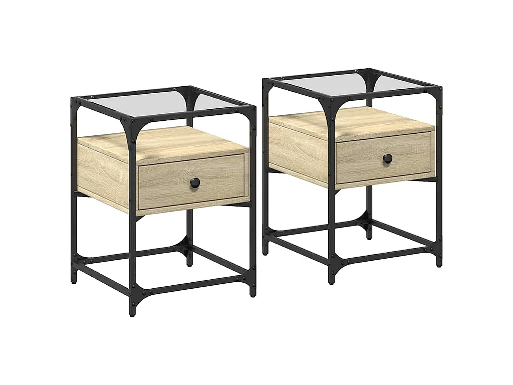 Nachtkastjes 2 st 40x40x55 cm bewerkt hout sonoma eikenkleurig