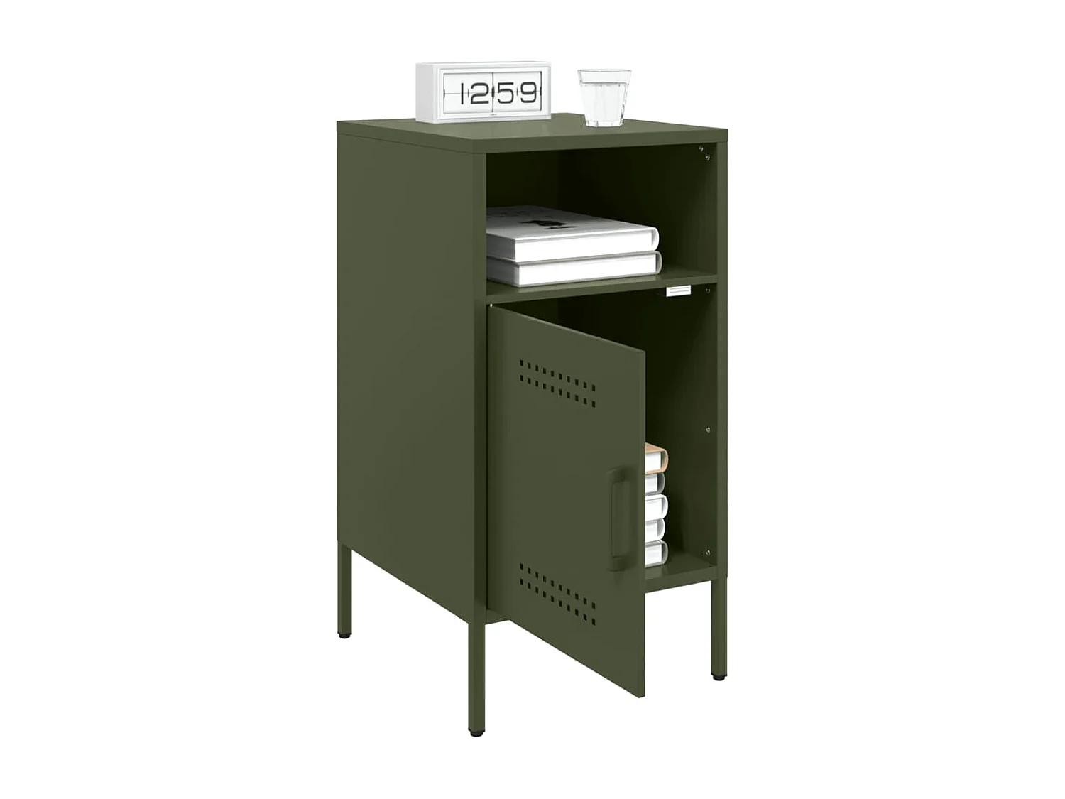 Table de chevet vert olive 36x39x68 cm acier