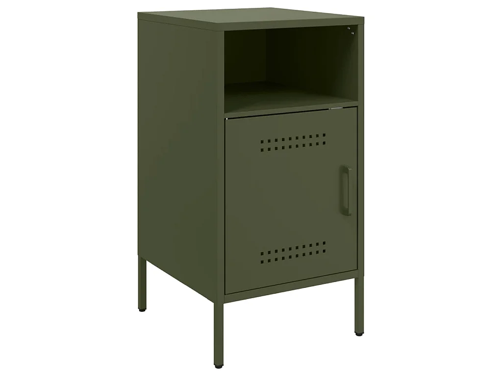 Mesa de cabeceira 36x39x68 cm aço verde-azeitona