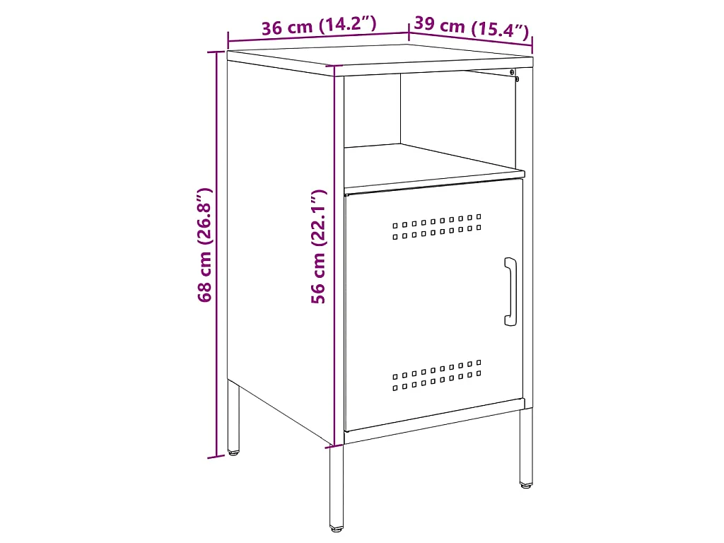 Mesa de cabeceira 36x39x68 cm aço verde-azeitona