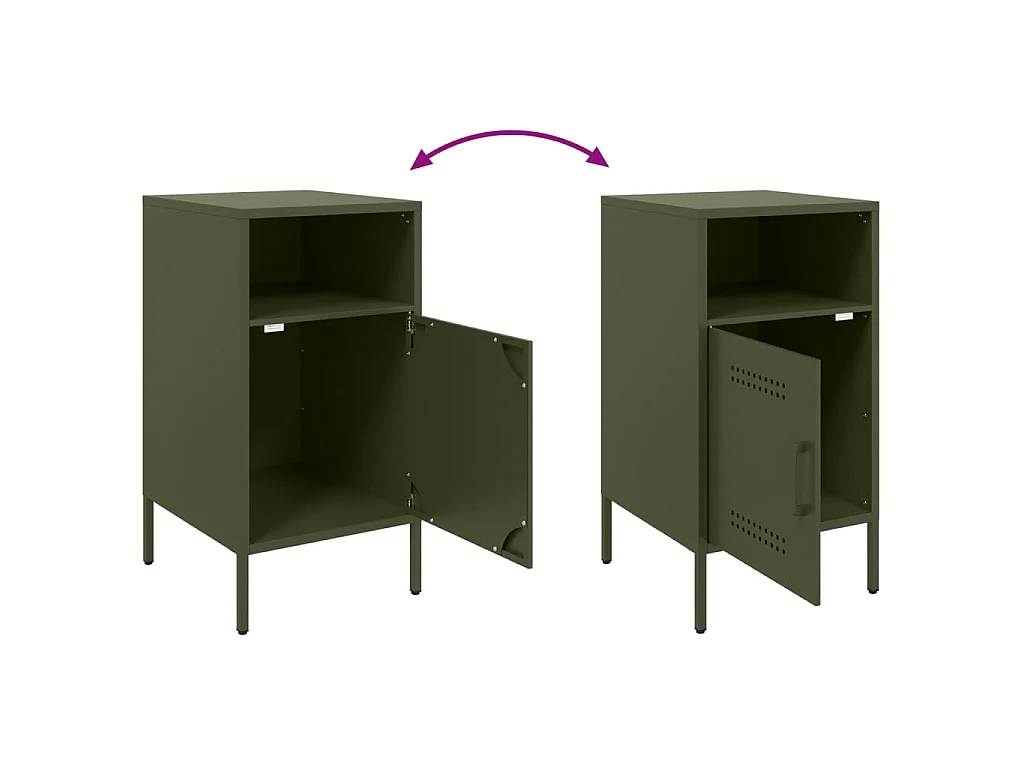 Mesa de cabeceira 36x39x68 cm aço verde-azeitona
