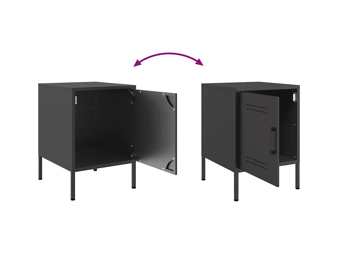 Tables de chevet 2 pcs noir 36x39x50,5 cm acier