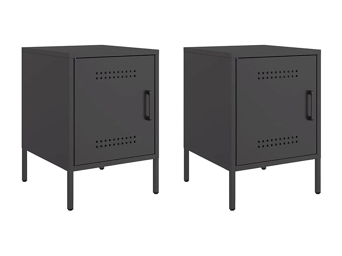 Tables de chevet 2 pcs noir 36x39x50,5 cm acier