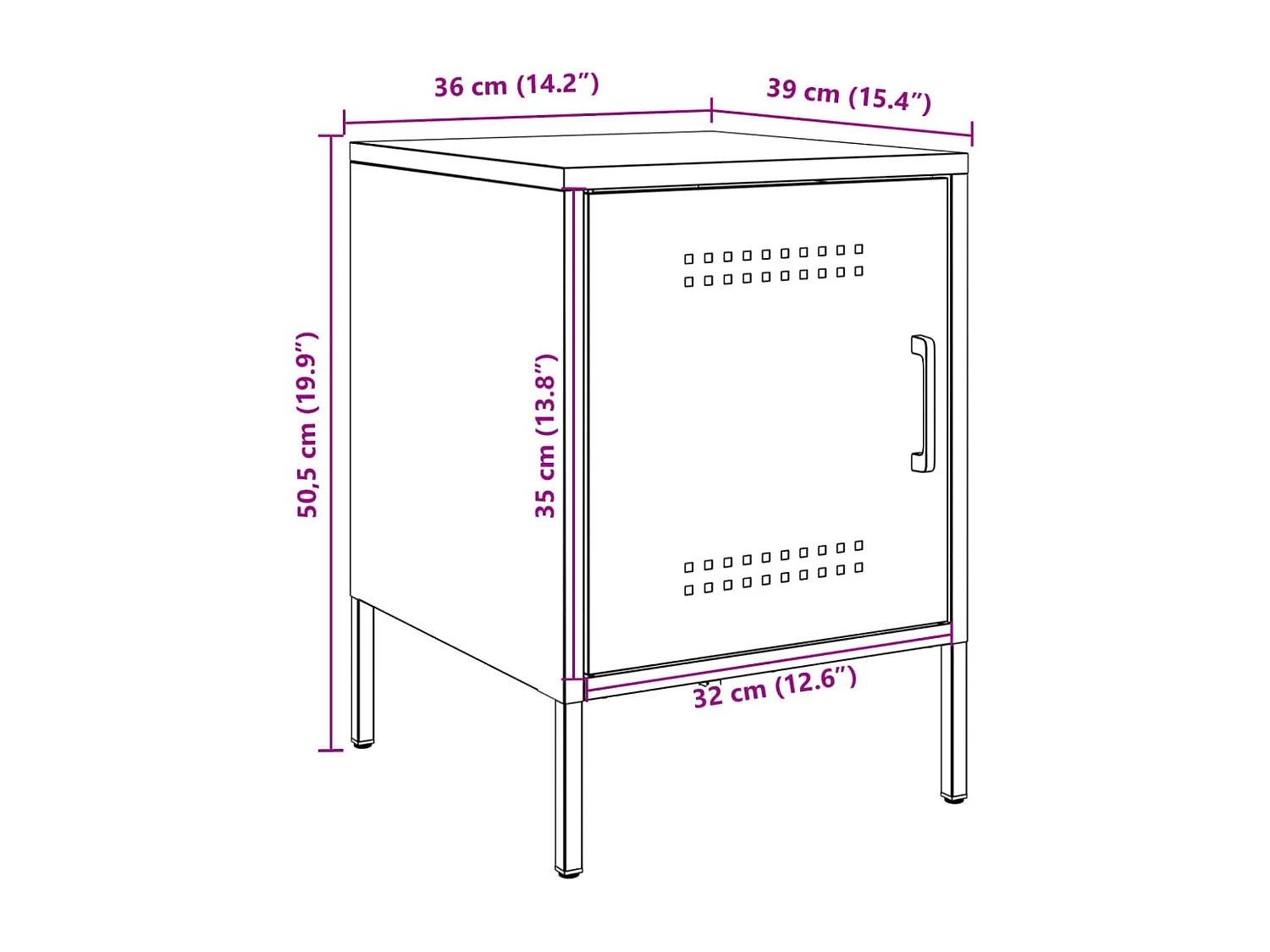 Tables de chevet 2 pcs noir 36x39x50,5 cm acier