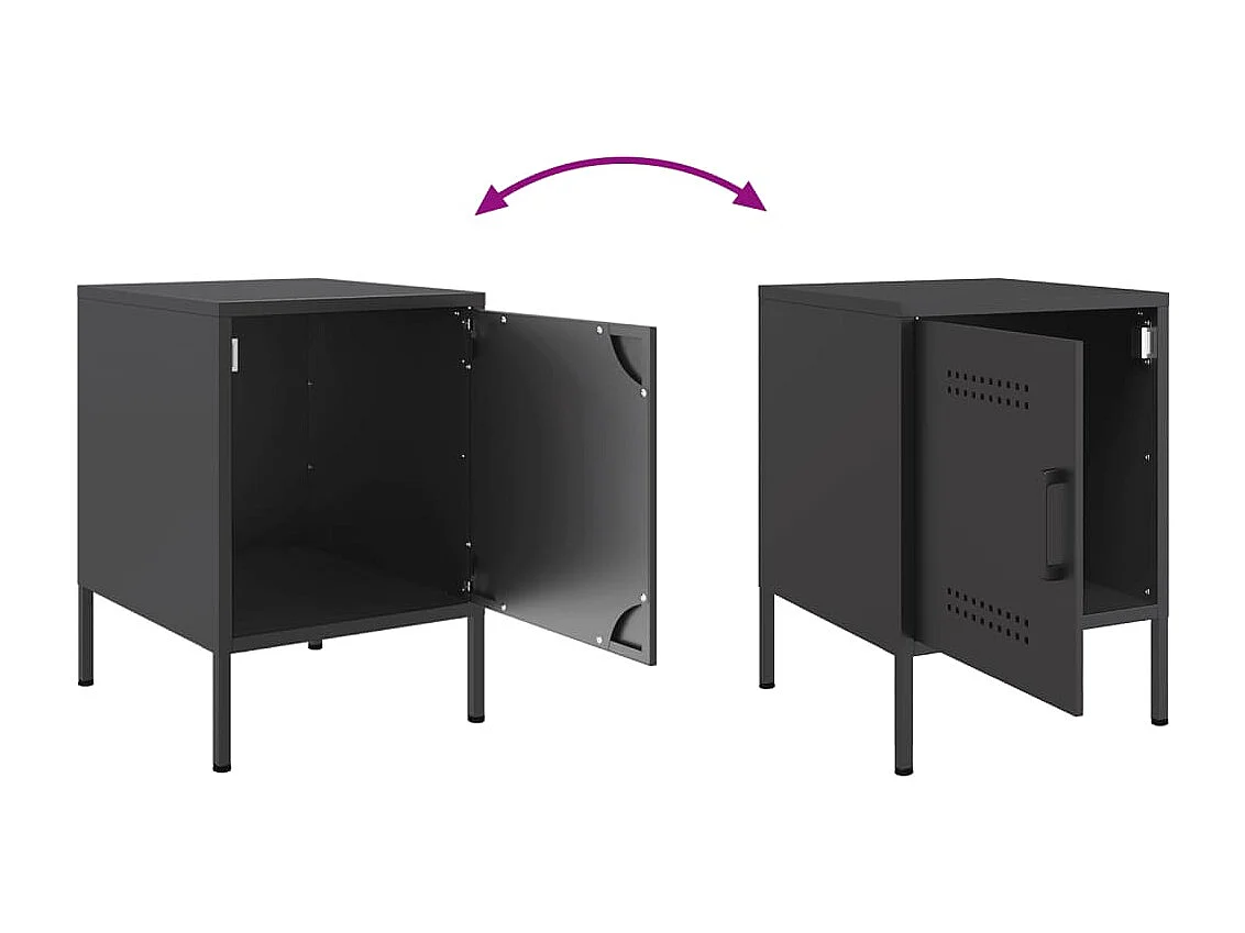 Tables de chevet 2 pcs noir 36x39x50,5 cm acier