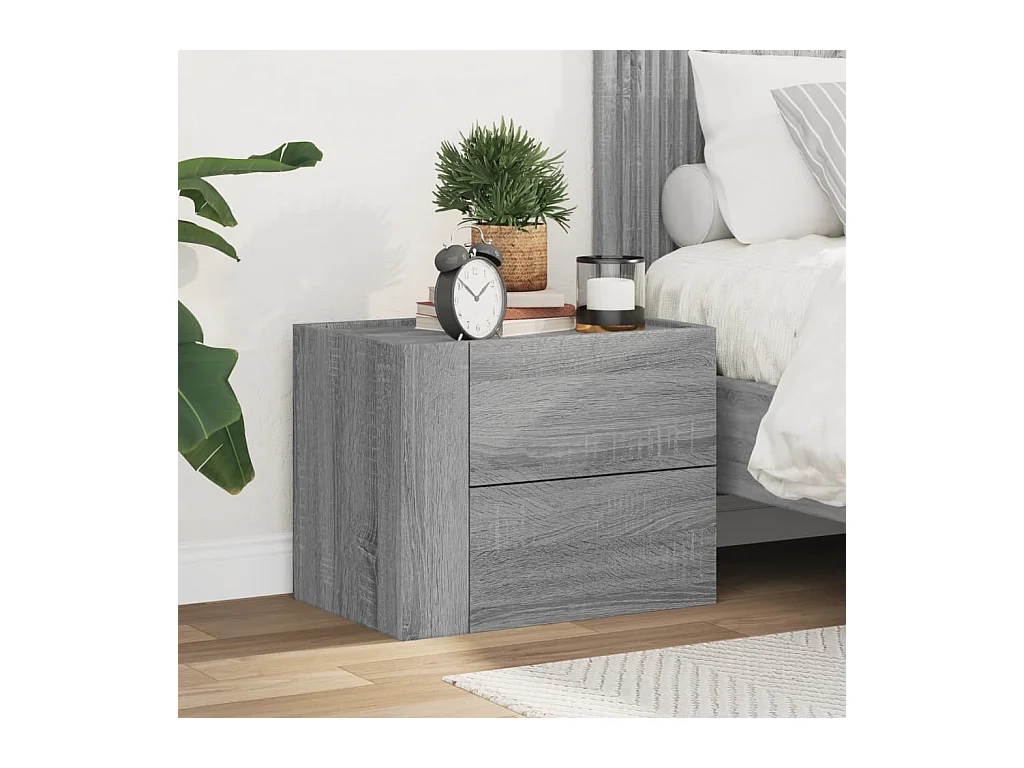 Comodino a Muro Grigio Sonoma 45x30x35 cm