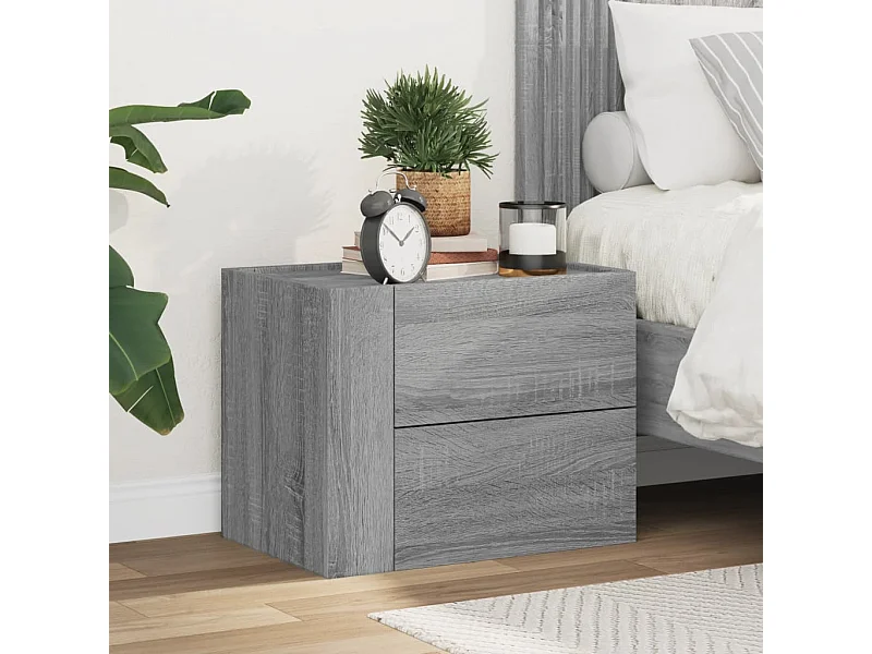 Table de chevet murale sonoma gris 45x30x35 cm