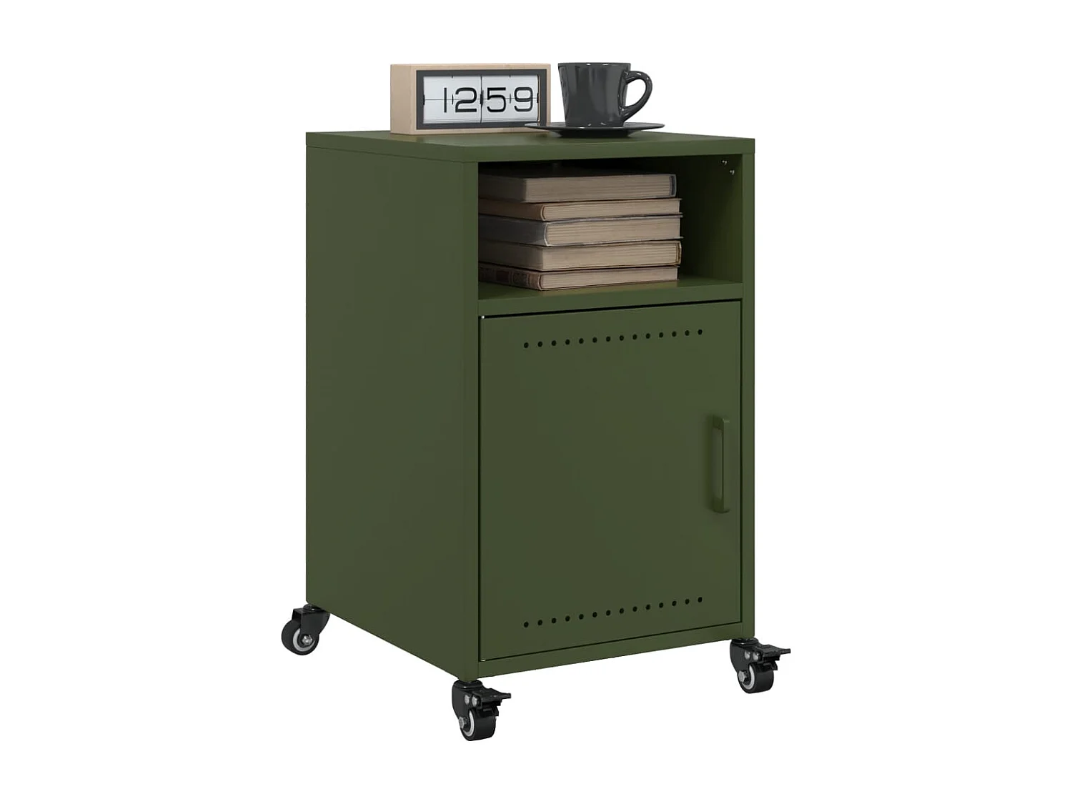 Tables de chevet 2 pcs vert olive 36x39x59 cm acier