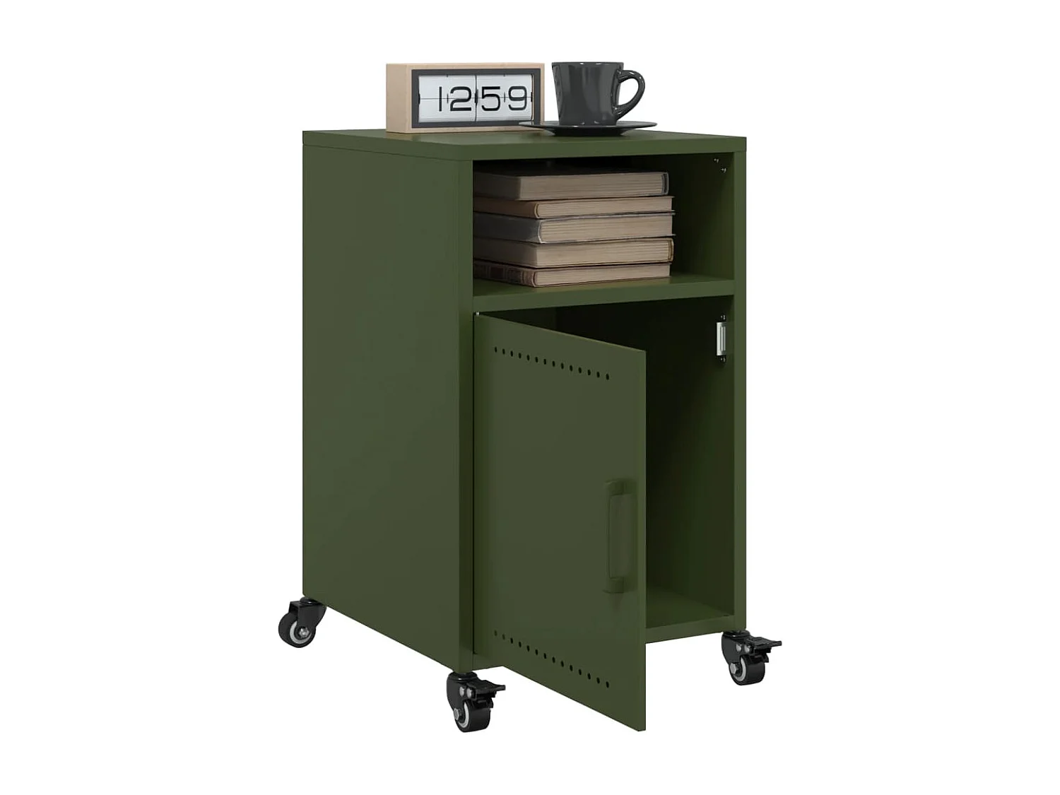 Tables de chevet 2 pcs vert olive 36x39x59 cm acier