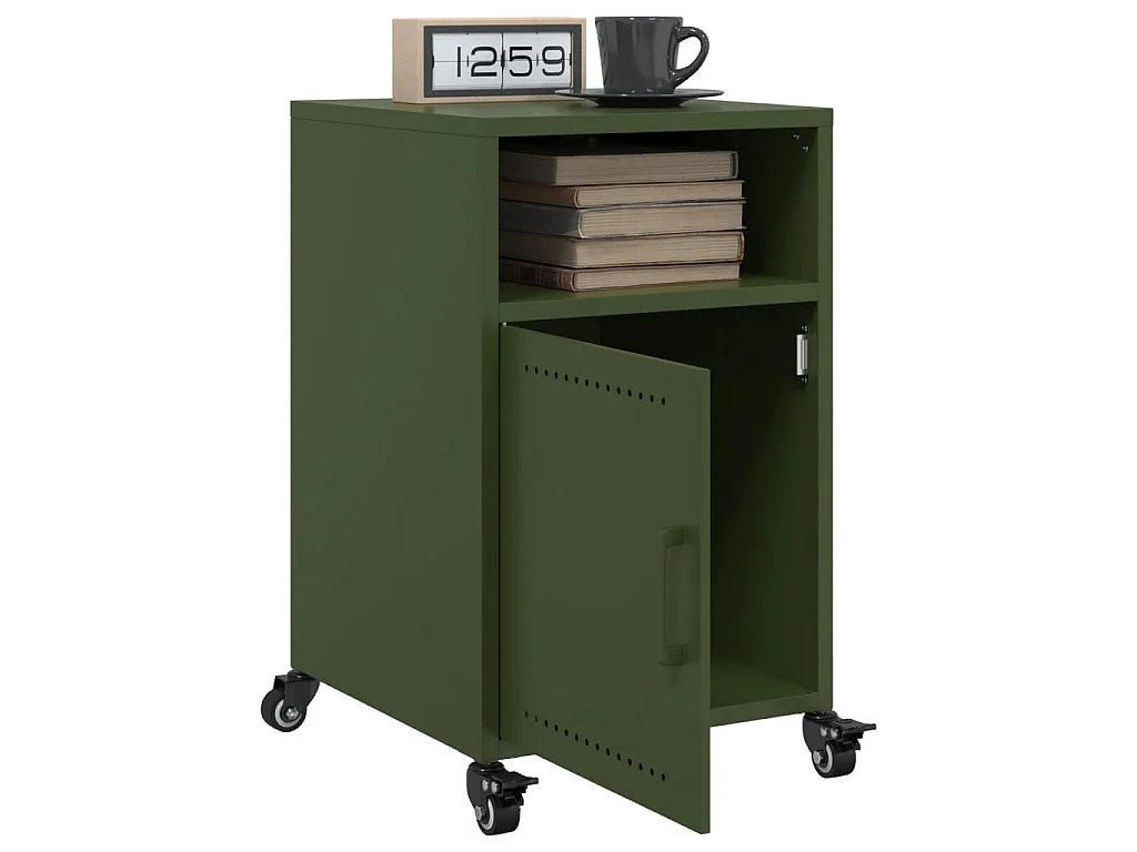 Tables de chevet 2 pcs vert olive 36x39x59 cm acier