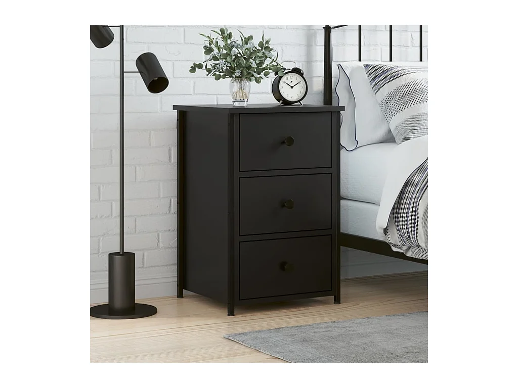 Comodino Nero 40x36x60 cm in Legno Multistrato