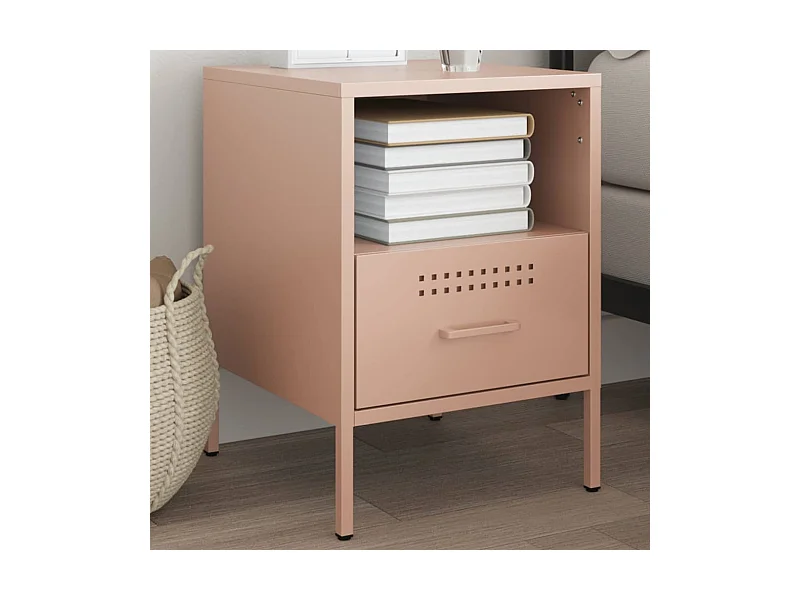 Table de chevet rose 36x39x50,5 cm acier