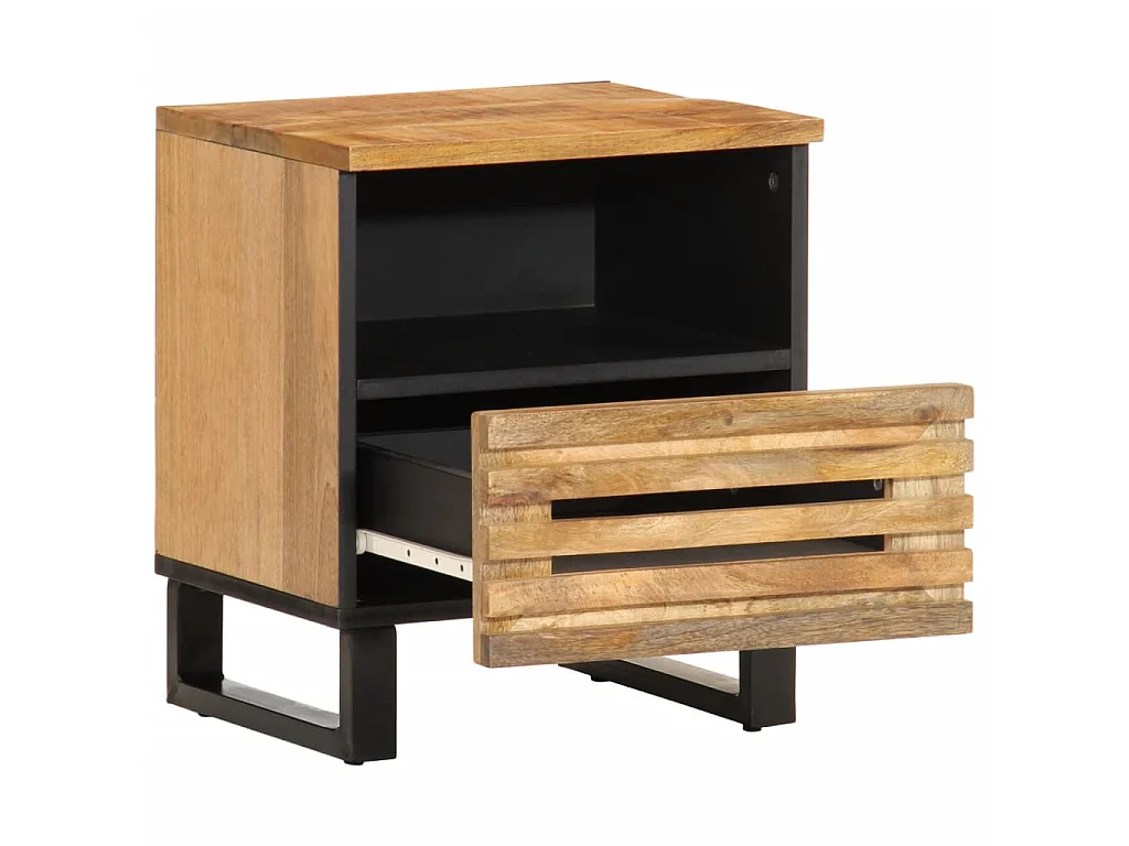 Nachttische 2 Stk. 40x34x46 cm Raues Mangoholz