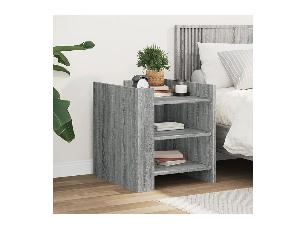 Nachtkastje 45x50x50 cm bewerkt hout grijs sonoma eikenkleurig