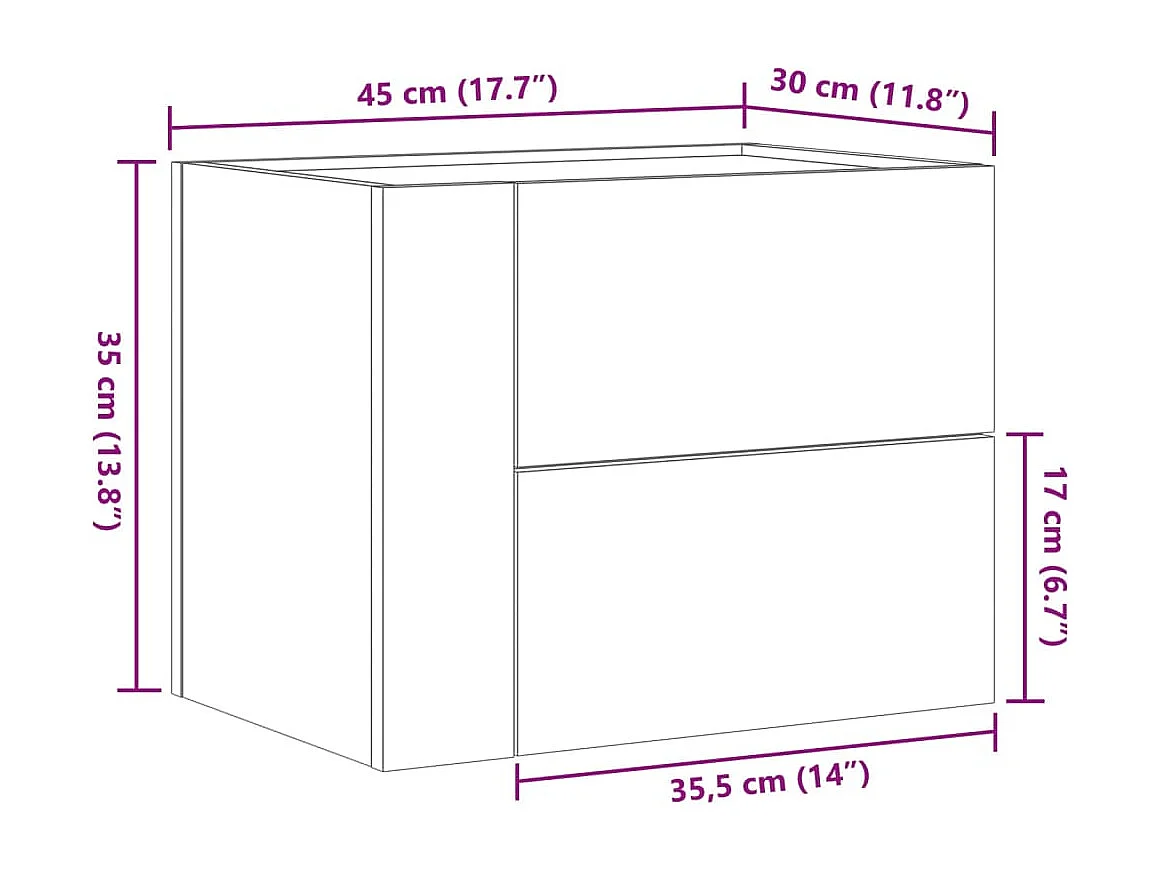 Comodino a Parete Bianco 45x30x35 cm