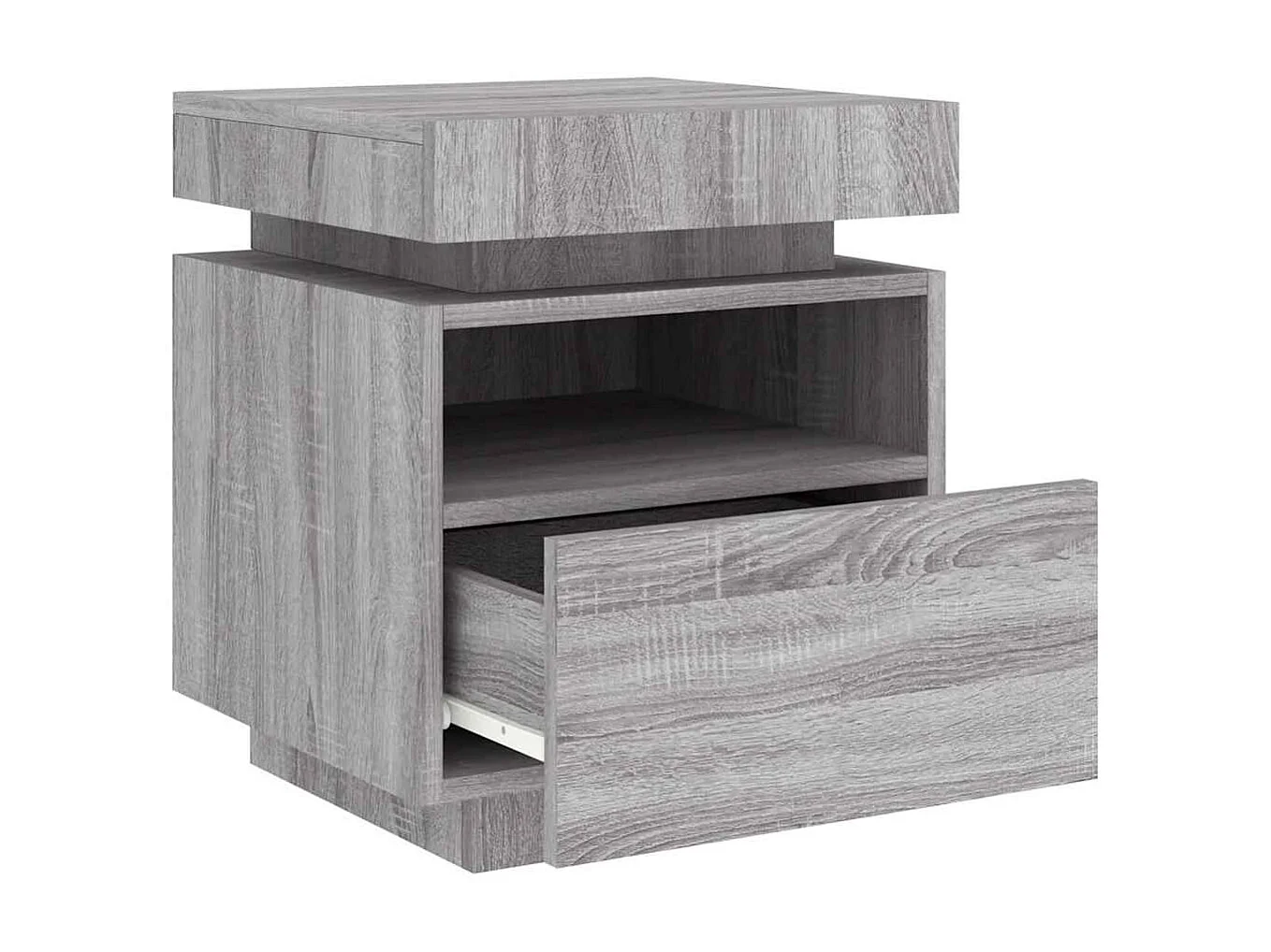 Armoires de chevet avec lumières LED 2 pcs sonoma gris