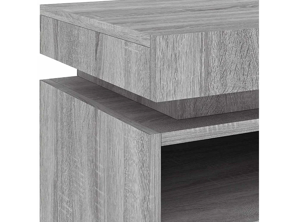 Armoires de chevet avec lumières LED 2 pcs sonoma gris