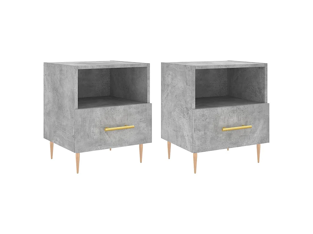 Nachtkastjes 2 st 40x35x47,5 cm bewerkt hout betongrijs