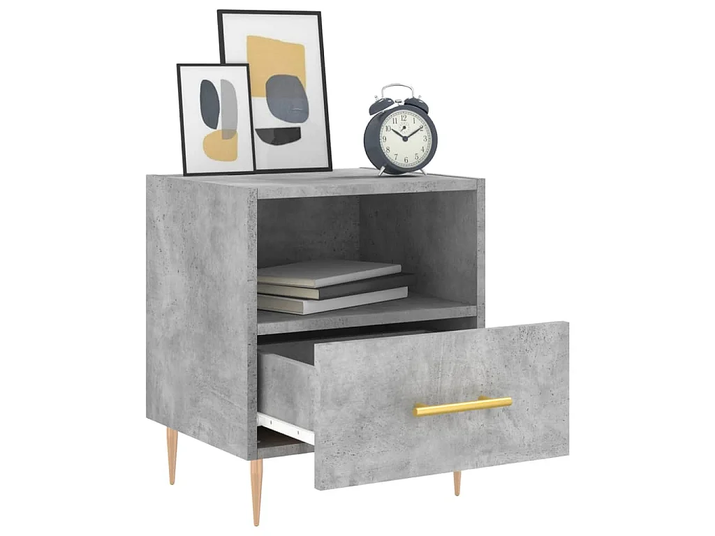 Nachtkastjes 2 st 40x35x47,5 cm bewerkt hout betongrijs