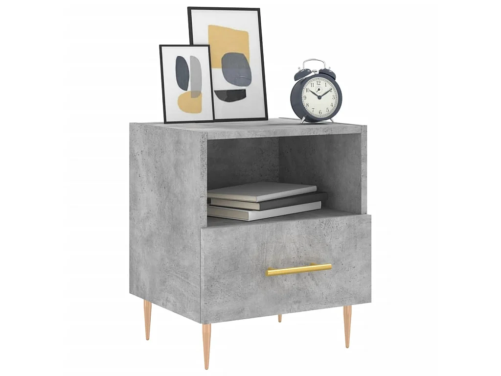 Nachtkastjes 2 st 40x35x47,5 cm bewerkt hout betongrijs